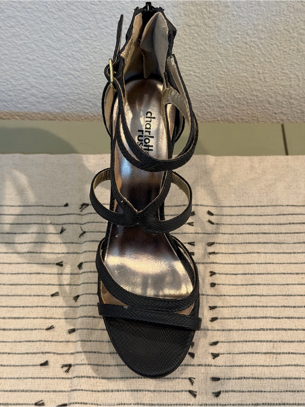 Charlotte Russe Black Strappy Platform Stiletto Sandals - Picture 10 of 10